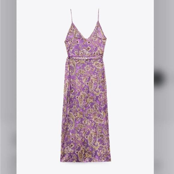 Zara SATIN EFFECT PRINT DRESS Size Small - Picture 16 of 16